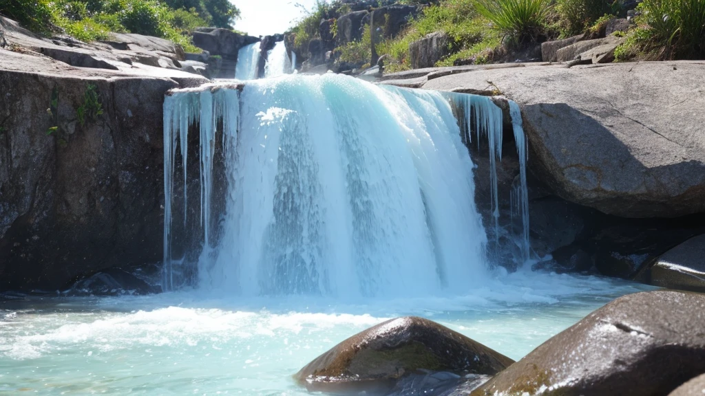 refreshing feeling, cool, water, ice, gushing