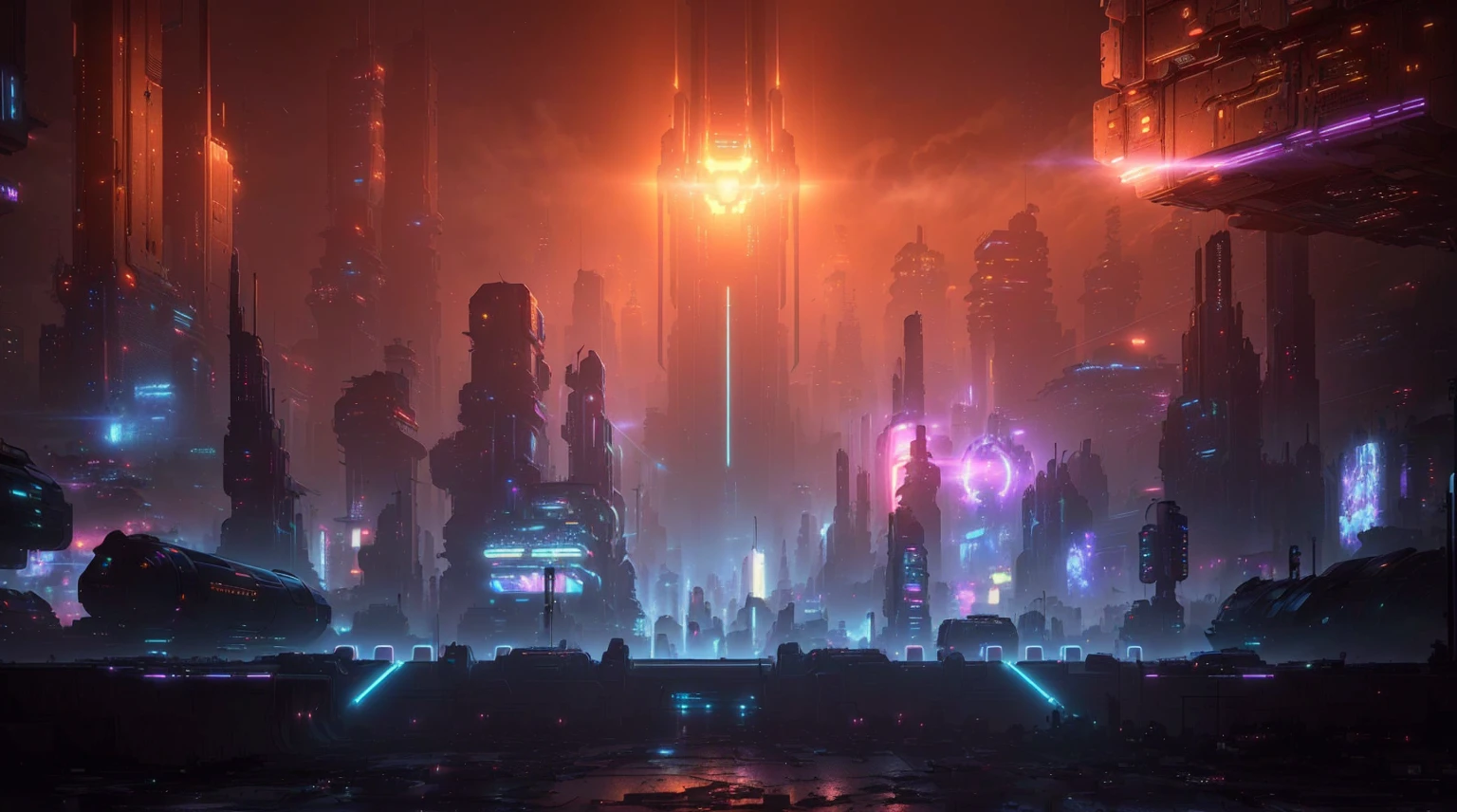 Futuristic city night scene with street lights, arstation and beeping sounds highly, paul lehr and beeping sounds, digital Concept Art of dystopian, Concept Art | beeping sounds, A cyberpunk city in the distance, Future Cyberpunk City, smelting pit'beeping sounds, Surreal cyberpunk city, greg beeping sounds, Low-key cyberpunk style