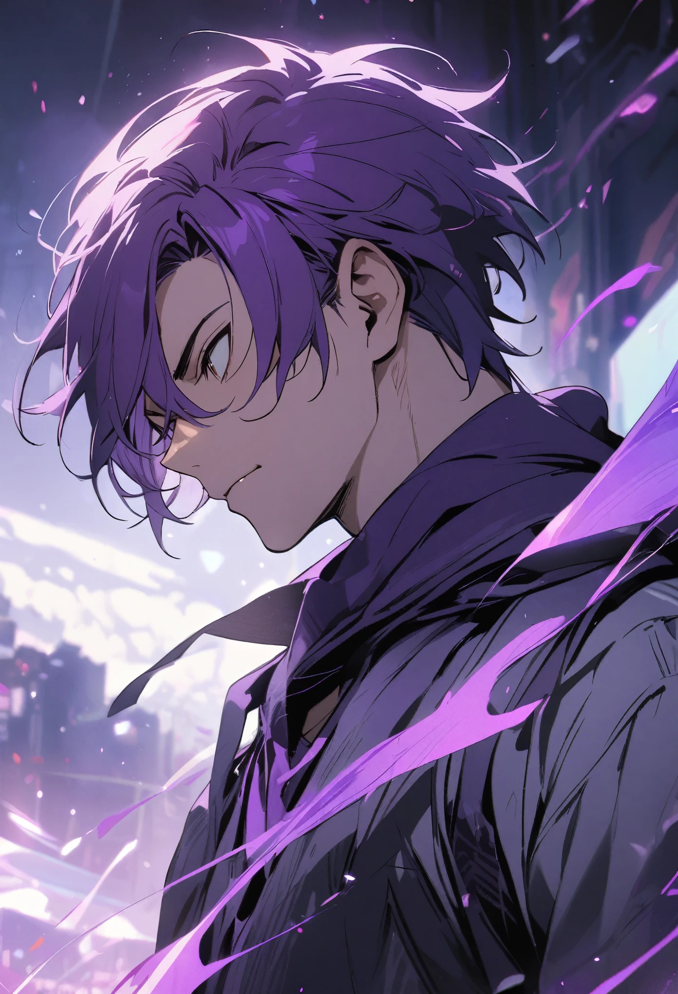 purple haired man