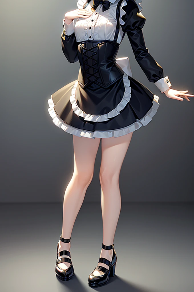 ((Maid)),Frills,corset,(mini skirt),Cute little ,Tiny ,Small girl,,Childish face, Very fine clean face,Top quality,Straight Hair,Yellow hair,(Dark Room), Subtle light, Natural light,Soft lighting,Light from directly behind,(Open your hands), (Are standing),Front view,Black background