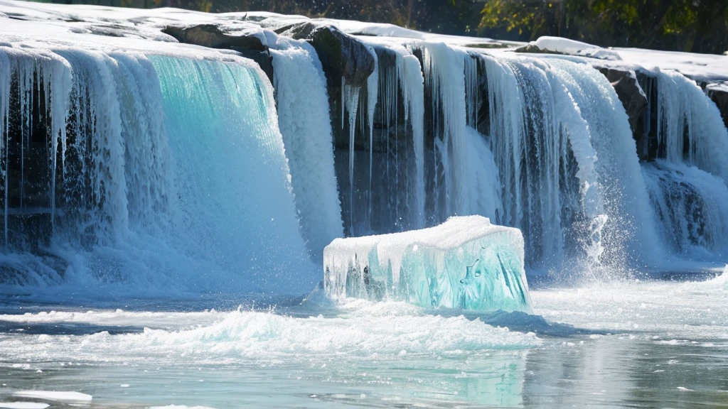 refreshing feeling, cool, water, gushing, ice