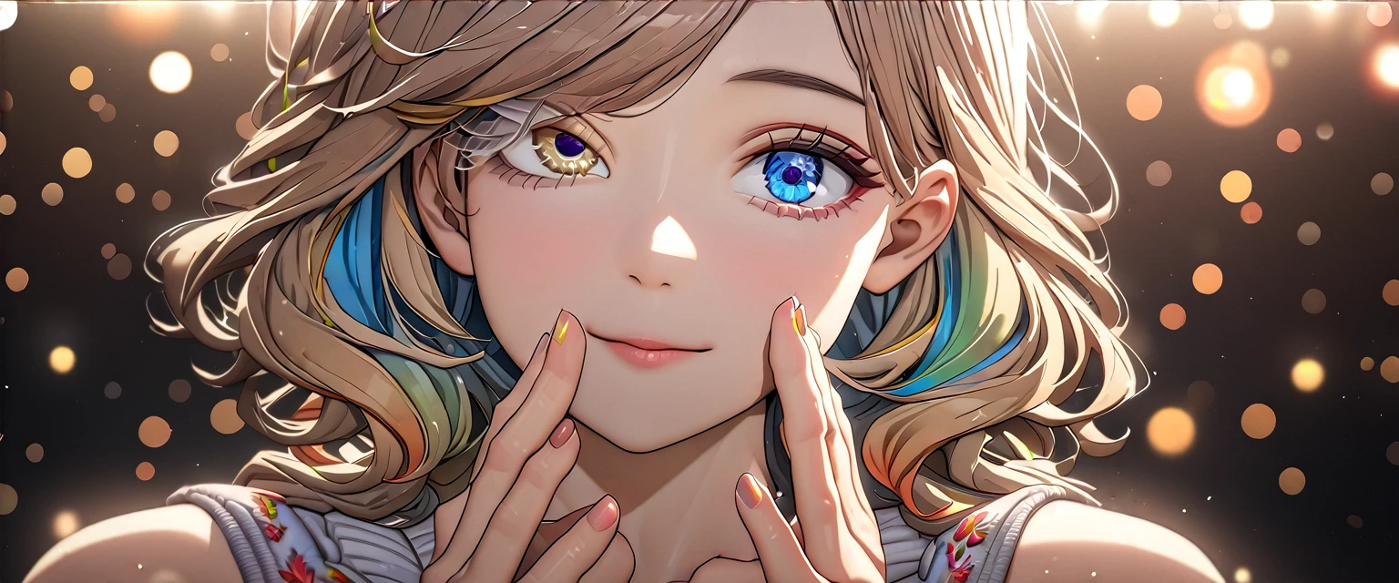 ((angel, big big white wings:1.3, halo:1.3)), hand on own head, (((cowboy shot))), ((flying)), archangel Uriel, ((wavy hair, outward curled hair)), evening, Sunset, ((blond hair, bob cut:1.3)), breasts, ager, (looking at viewer), oversized clothes, puffy long sleeves, collarbone, ((off-shoulder sweater dress:1.3, Quite thick shoulder straps)), (((sleeves past wrists:1.3))), ((white sweater)), collarbone, head tilt:1.3, (((blue eyes))), ((happy smile)), (((anime style))), (best quality, 4K, 8K, highres, masterpiece:1.2, ultra-detailed, ultra-detailed eyes, HDR, uhd, studio lighting, ultra-fine painting, sharp focus, physically-based rendering, extreme detail description, professional, vivid colors, bokeh), ((Highest quality, Best image quality, Ultra-high resolution, Ultra-high resolution, solo, Strong eye highlights)), Depth of written boundary, Natural soft light, attractive, Beautiful Face, Cleanliness, Pure Face, medium chest, Beautiful Face, Perfect Fingers, Perfect hands, Perfect body, Perfect Face, Shine a light into your eyes, Perfect Anatomy