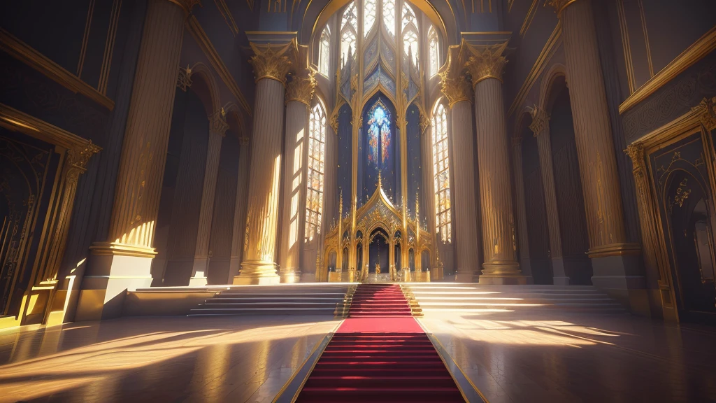 There is a big room,Rolling out the red carpet,There is a big window, decadent The Golden Throne Room, library of ruina Concept Art, Gothic Epic Library Concept, exquisitely designed The Golden Throne Room, The Golden Throne Room, cyberpunk cathedral, Gorgeous border + Concept Art, 8 k high detail Concept Art, award winning Concept Artist, Infinite Celestial Library, Concept Arts, Futuristic Palace, Entering the Etheric Realm