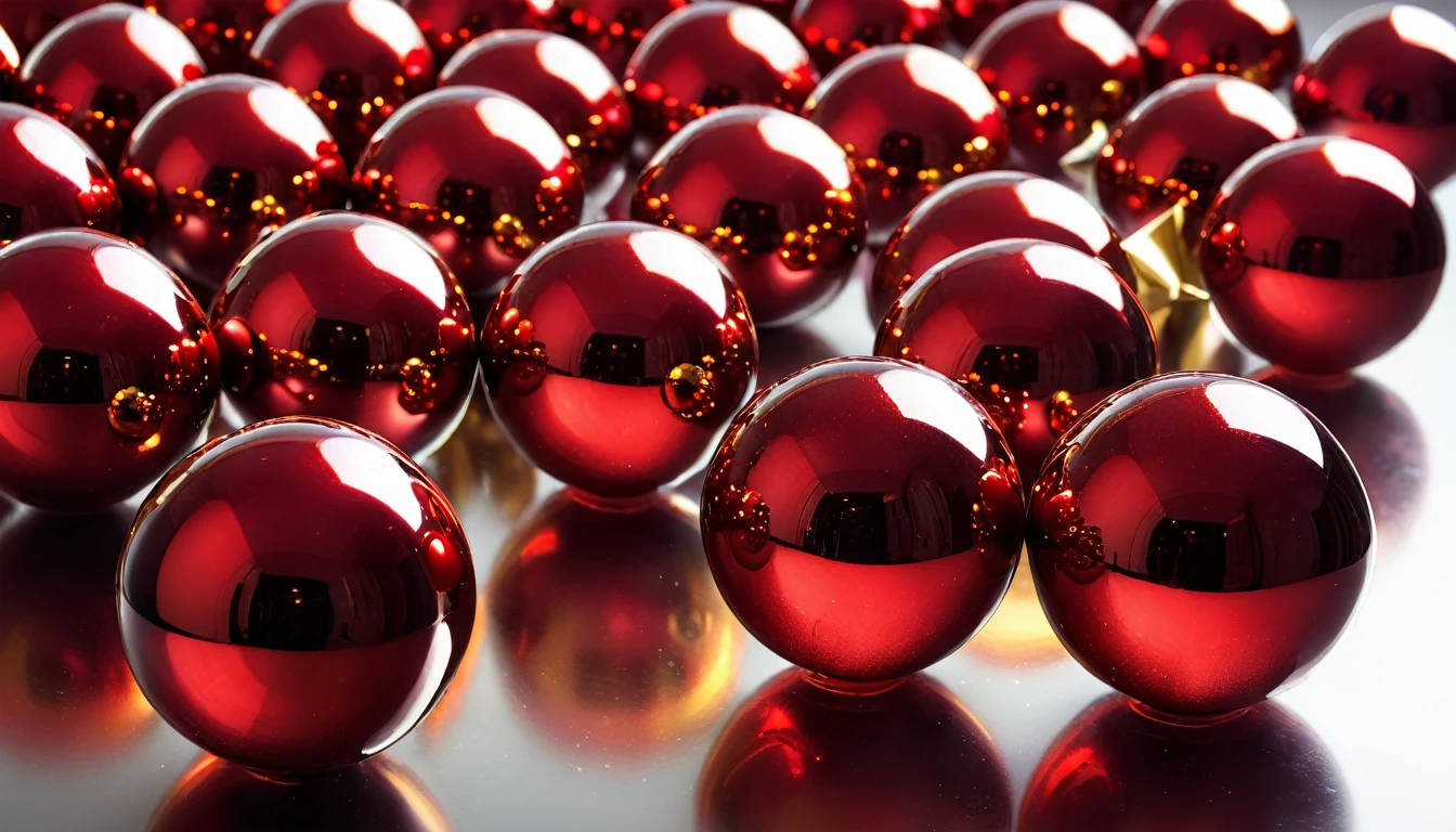 gold coated red balls of glass