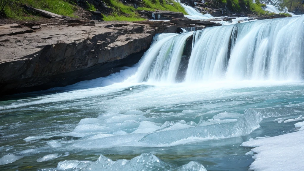 refreshing feeling, cool, water, gushing, ice