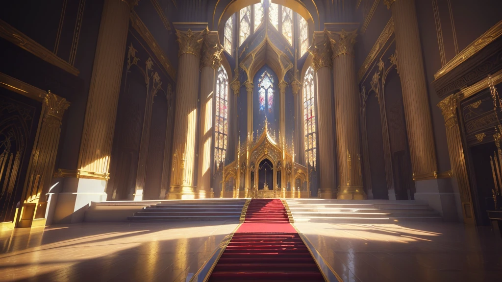 There is a big room,Rolling out the red carpet,There is a big window, decadent The Golden Throne Room, library of ruina Concept Art, Gothic Epic Library Concept, exquisitely designed The Golden Throne Room, The Golden Throne Room, cyberpunk cathedral, Gorgeous border + Concept Art, 8 k high detail Concept Art, award winning Concept Artist, Infinite Celestial Library, Concept Arts, Futuristic Palace, Entering the Etheric Realm