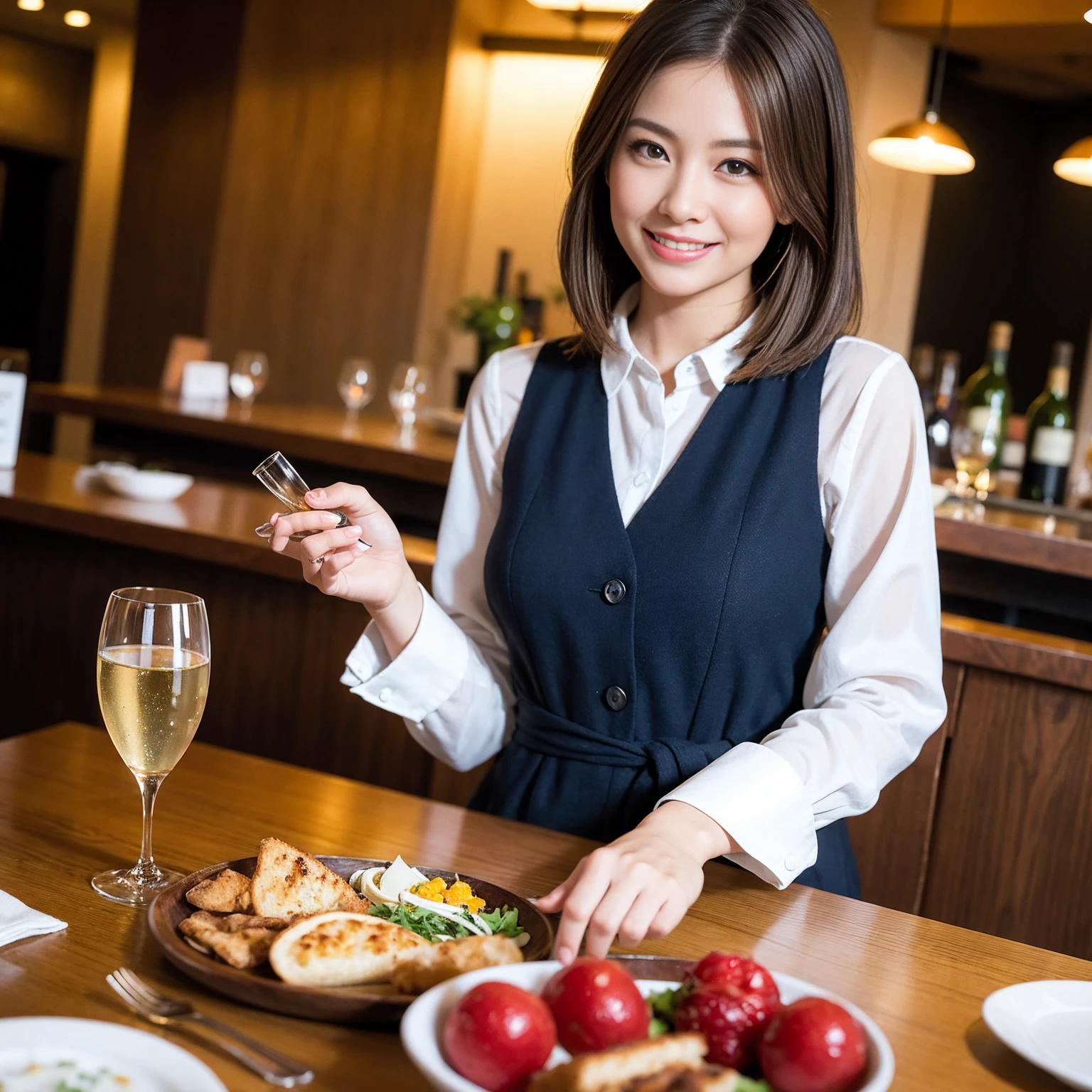 ((Highest quality、8K、masterpiece:1.3))、Yuuko Araki、slimカップル、Pink rubber、modelカップル、(Realistic, Intricate details:1.2), full-course dinner、Wine Party、Amazing view of the sunset sky and clouds、A bright smile、The wonderfulness of smile、Bright image、The beauty of wine, Beautiful Face, blue eyes, The light shines on your face, Blushing, short hair,Bright Face、42 years old), 39 years old, red wine 、Appetizers、Italian food、Wine bottle、Champagne、sparkling wine、Two beauties、Brown Hair、Shortcuts、Long sleeve shirt、dress、Beautiful woman 1, (slimな顔), (The body is slim), (Brown Hair), (Shortcuts), cheeks turn a little red,Attractive beauty、restaurant, In a prominent place (From the waist up) Nova Frog Style, actress, model, Upper Body, White wine, slim, wine glass, 中央に置かれたwine glass, smile, (smile: 1.15), Beautiful fine grain, Depth f/2,saturation, High Contrast, Strong light and shadow,Moist Body:1.5、3D texture、Delicate eyes、Brown Hair、The hair is very shiny、