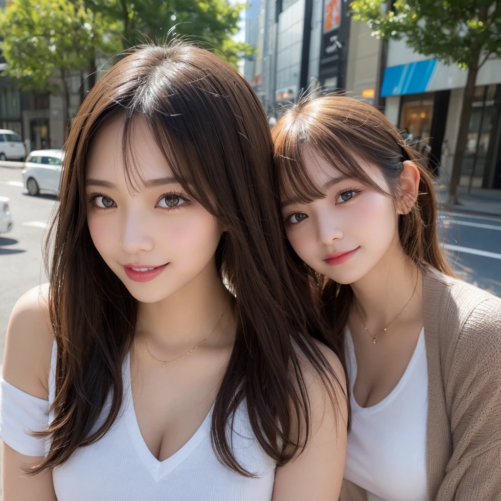 masutepiece, Best Quality, Illustration, Ultra-detailed, finely detail, hight resolution, 8K Wallpaper, Perfect dynamic composition, Beautiful detailed eyes, Women's Fashion Summer,Medium Hair,Small breasts natural color lip, Bold sexy poses,Smile,Harajuku、20 years girl、Cute、Sexy shot looking at camera, rolling eyes, orgasm