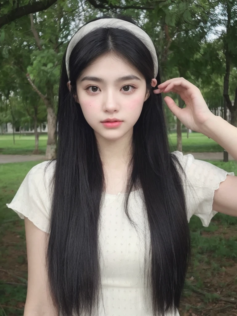 Long straight hair，Black hair，Clear hair，Hair is not greasy，High hair resolution，Clear pictures，Connect with nature,High resolution pictures