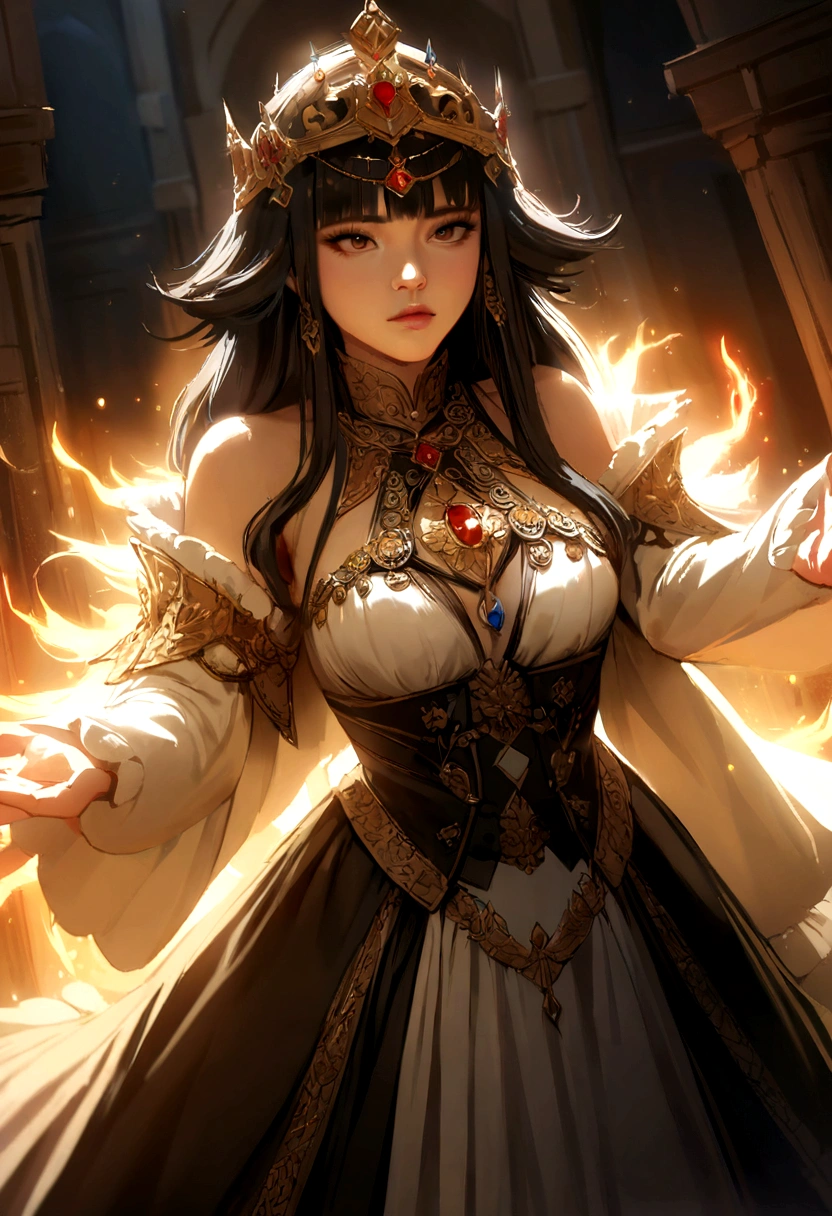 seorang raja pada jaman abad pertengahan yang angkuh dengan penuh harta,medieval fantasy king,arrogant king,rich king,highly detailed,anime art style,cinematic lighting,dramatic pose,dramatic expression,intricate ornate clothing,opulent jewelry,glowing magical aura,volumetric lighting,cinematic camera angle,8k,masterpiece,photorealistic