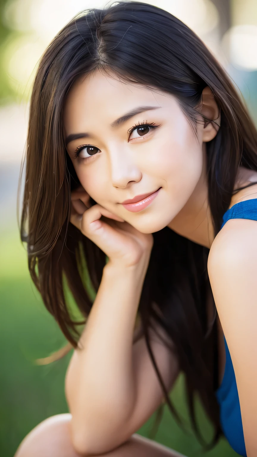 A beautiful woman pondering on happiness