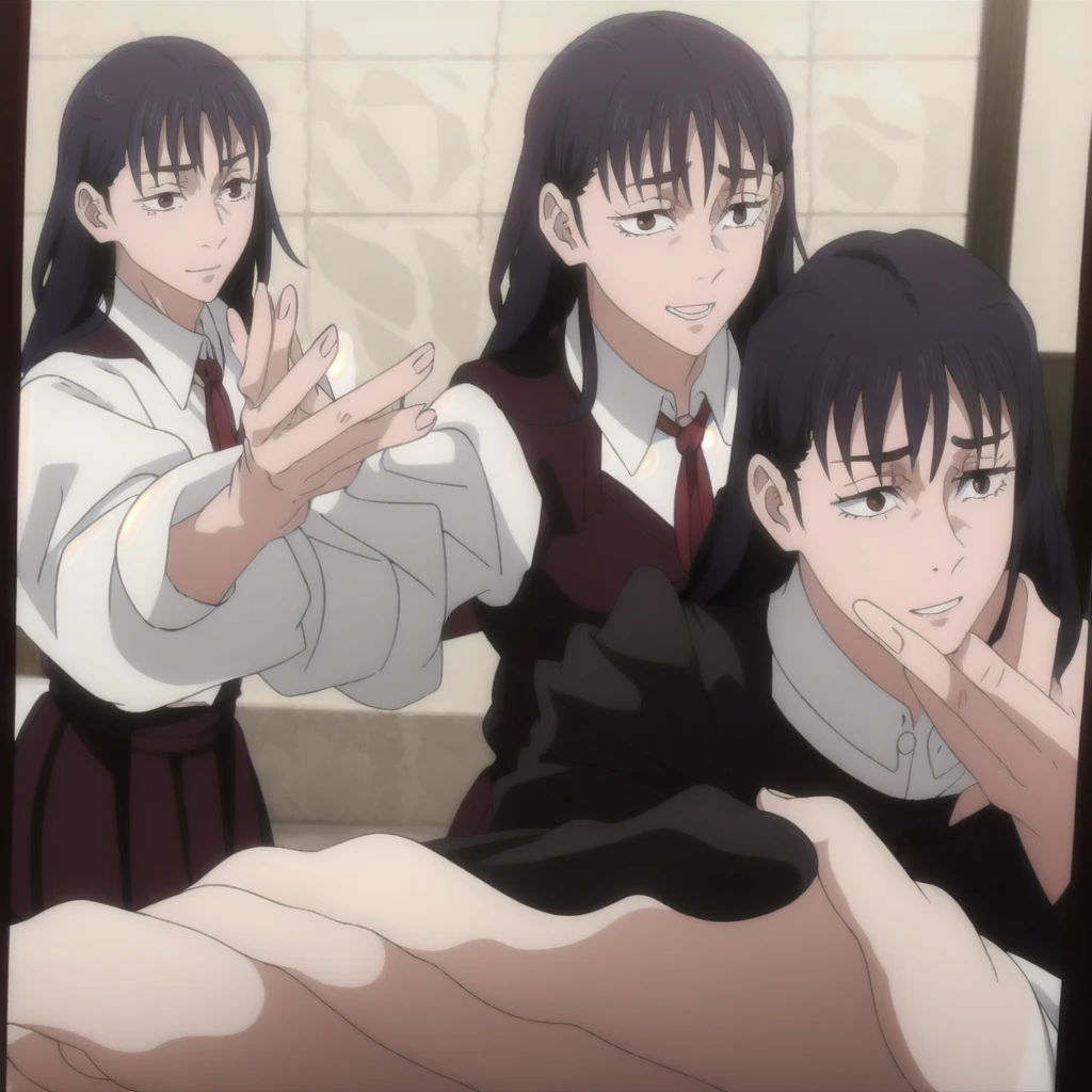 masterpiece,high quality,school,
looking at viewer,smile,
Honoka,1girl,
,VEST,collared shirt,Red ribbon,
Close-up, young woman, long wavy hair with light brown bangs, bright brown eyes, thesis clara (cold colors) and very feminine features, fine and pretty, subtle makeup and wears a small dark blue uniform. Smiling medium build, but curvy.