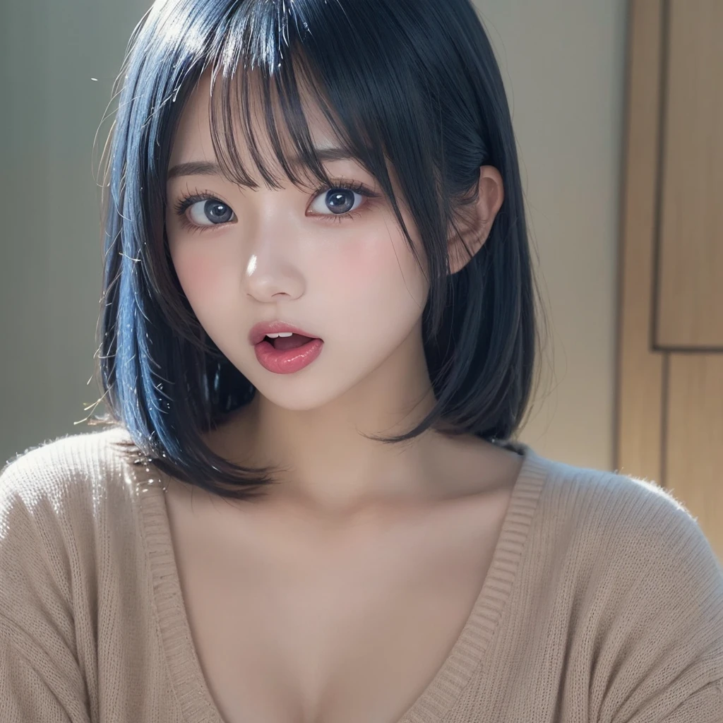 masutepiece, Best Quality, Illustration, Ultra-detailed, finely detail, hight resolution, 8K Wallpaper, Perfect dynamic composition, Beautiful detailed eyes, Women's Fashion Summer,Medium Hair,Small breasts natural color lip, Bold sexy poses,Smile,Harajuku
1girl,office sweater,(anime screencap:1.4),(illustration), cute,(simple:1), (anime:1.2) ,masterpiece, an extremely beautiful, highres, soft light,perfect anatomy, large bust, blue hair, flipped hair, medium hair, (tongue out:1.2), tears,(saliva:1.3)