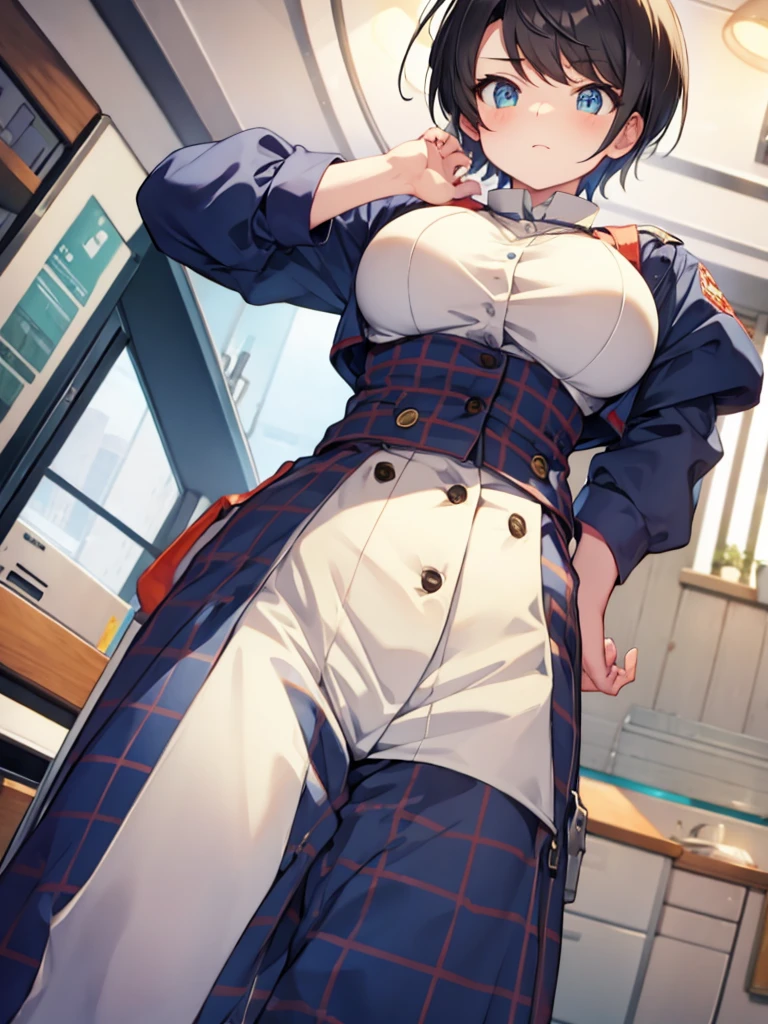 tomboy、Hands on hips、Big Breasts、View from below