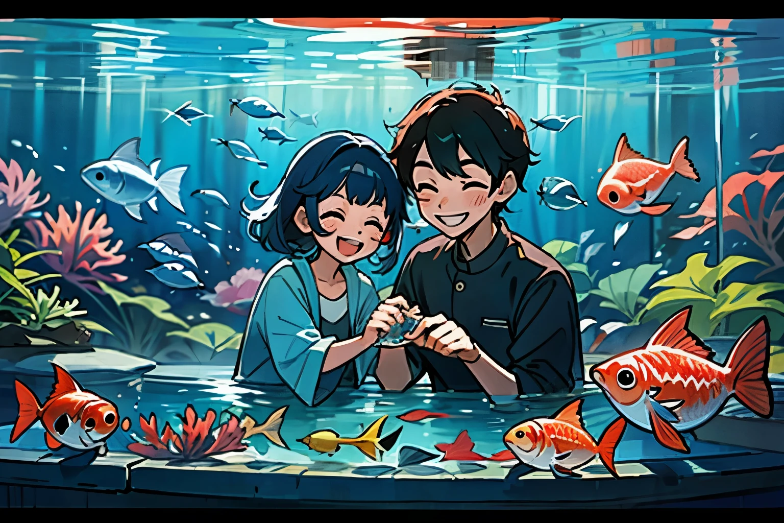 aquarium、family、fun、Plenty of fish、、Parent and 、smile