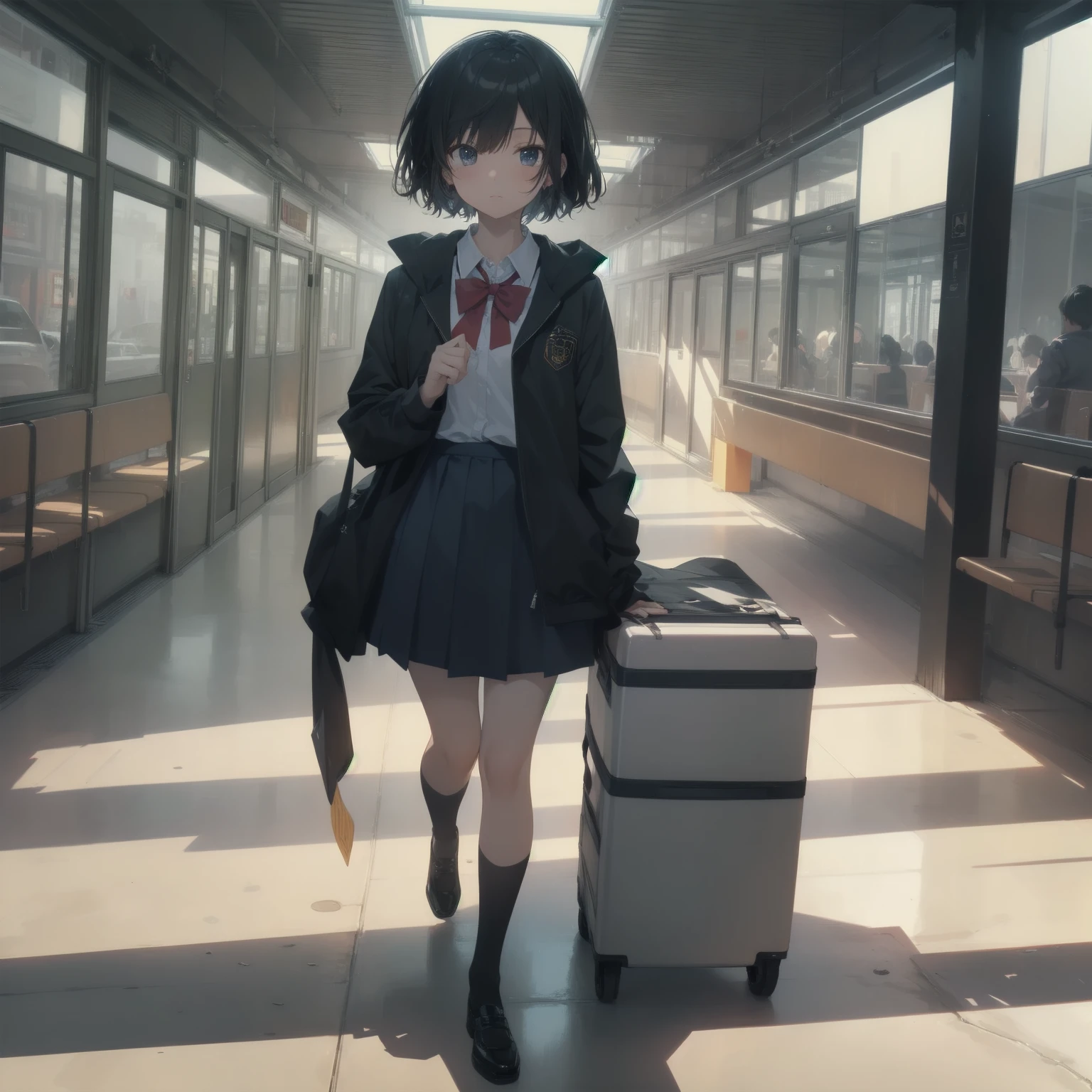 ultra-absurdres-Top quality by artist God, ultra-detailed, high resolution, anime moe artstyle, best anime 8k konachan wallpaper, pixiv contest winner, pool:2810, perfect anatomy,break, 1girl, (Please draw a girl walking sleepily to school alone. )break,(Solo,little female, 13-year-old:1.3),Full limbs, complete fingers,a junior high school student, (very short hair), short cut, flat chest, , small butt, small black eyes, beautiful detailed eyes, well-proportioned iris and pupils, expressive eyes, highres detailed hair, soft expression, salor school_uniform, sailor collar, serahuku, bow, pleated skirt,(Detailed Lighting), (Detailed background), in the School commute route. break,super detailed skin, Best cinematic lighting powered by famous artist, 8k,beauty illustration,photoshop_(medium),very aesthetic,break,((artist:mochi_au_lait )), artist:clamp ,artist:carnelian ,artist:kantoku ,
