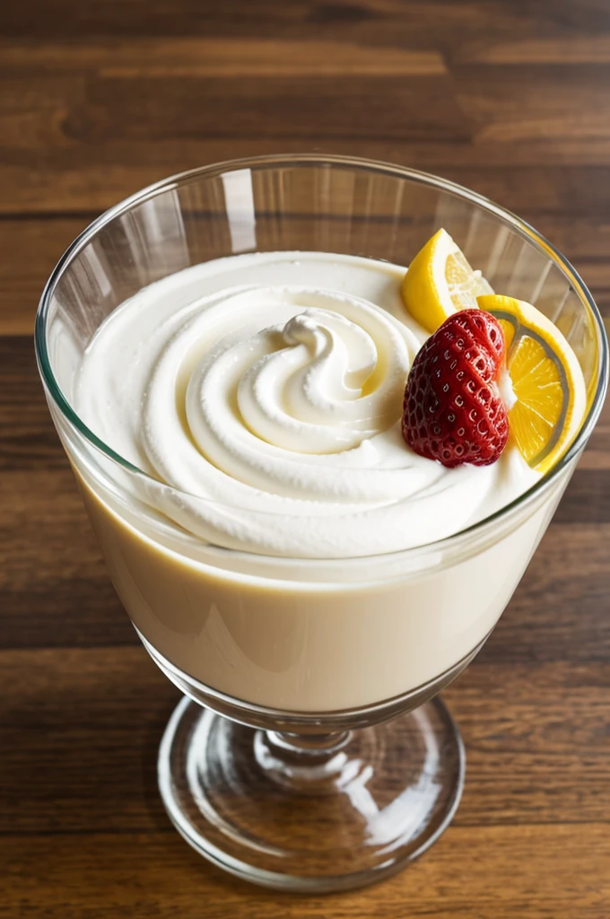 Logo of a glass of fruits with cream drawn