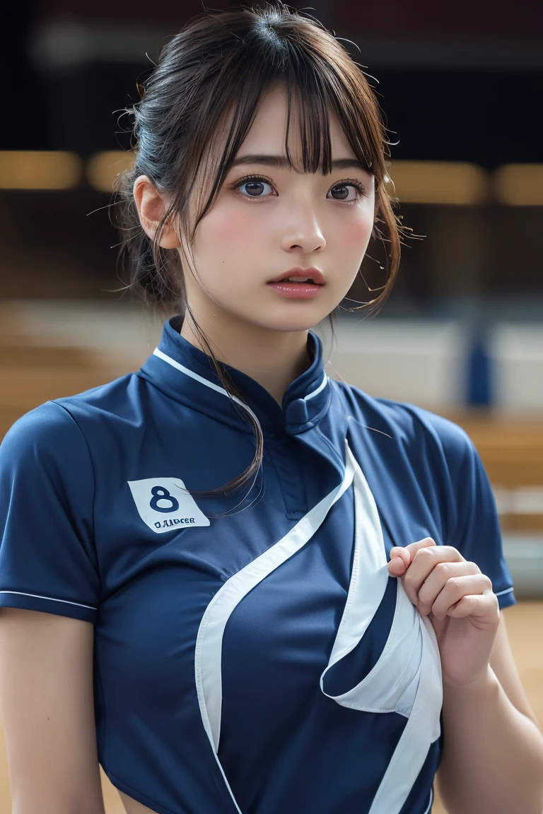 (8K, RAW Photos,Highest quality, High resolution:1.1), (Ultra-realistic:1.4),(Realistic, Realistic:1.3),The Beauty of Japan、Rhythmic gymnastics club、Rhythmic Gymnastics Uniform、((Upper Body:1.3))