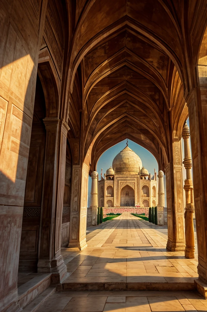 Agra city with Taj Mahal and fort