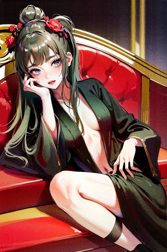(masterpiece:1.4),(Highest quality:1.4),(Absurd:1.4), nsfw, (pubic hair), vaginale, Sex, spread pussy, kimono