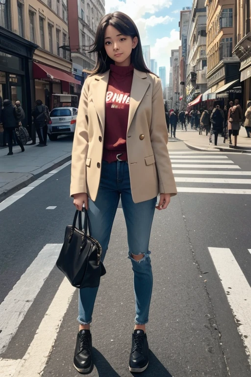 show this girl on the street of a big city