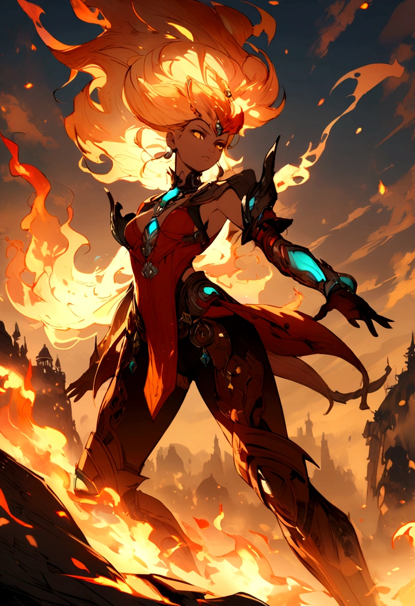 Fantasy style character on fire