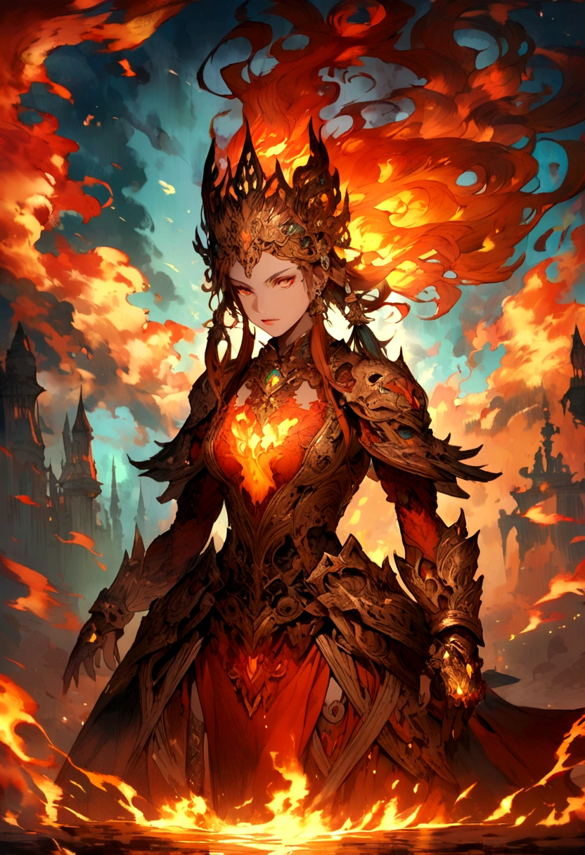 Fantasy style character on fire