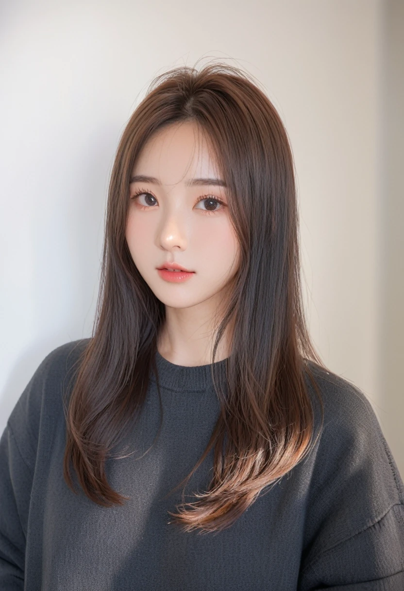 Best Quality, 8k, Masterpiece, (Portrait: 1.3), (photo realistic:1.4), (hyper realistic:1.4), Sharp Focus, looking at viewer, (smoother lighting:1.1), (increase cinematic lighting quality:0.9), realistic lighting, backlighting, light on face, ray trace, (brightening light:1.2), (Increase quality:1.4), sharp detail, (best quality real texture skin:1.4), finely detailed eyes, black_eyes, finely detailed face, 25 year old Korean woman