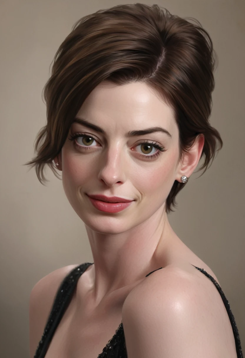 Anne hathaway. inspired by Eva Gonzalez, best quality, masterpiece, Ultra high detail, 8k