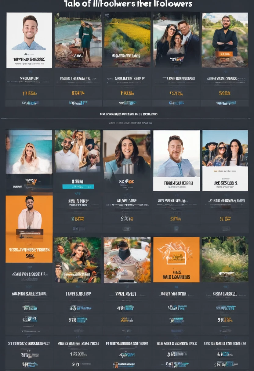 Table of followers to sell on Instagram