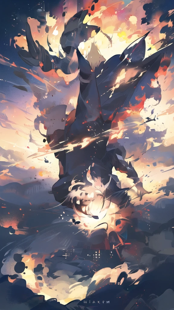 ridiculous resolution, high resolution, (masterpiece:1.4), super detailed, 1boy, seen from above, space, floating, --v 6