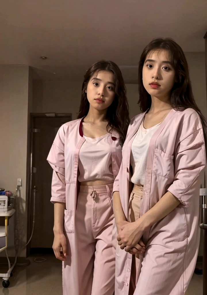 a wide scene of hospital and a girls stand in it
