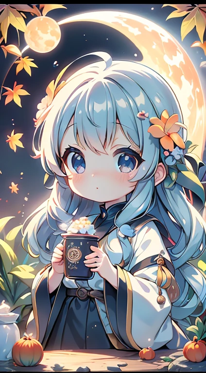 masterpiece, 最high quality, high quality, Very detailed CG 8k wallpaper unit, scenery, Outdoor, set up, Medieval Tavern, autumnの空, autumnの夕暮れ, autumn、winter, Cloudy, The big moon shines, Award-winning photography, Depth of written boundary, High resolution, Flowers, squirt, Hydrangea, Realistic, Very detailed, Complex, High detail, dramatic, Art on the go, Art Station Trends, CGsociety Trends, chromatic aberration.Small breasts、Cute eyes, beautiful eyes、Big eyes、Ultra delicate、Ultra HD