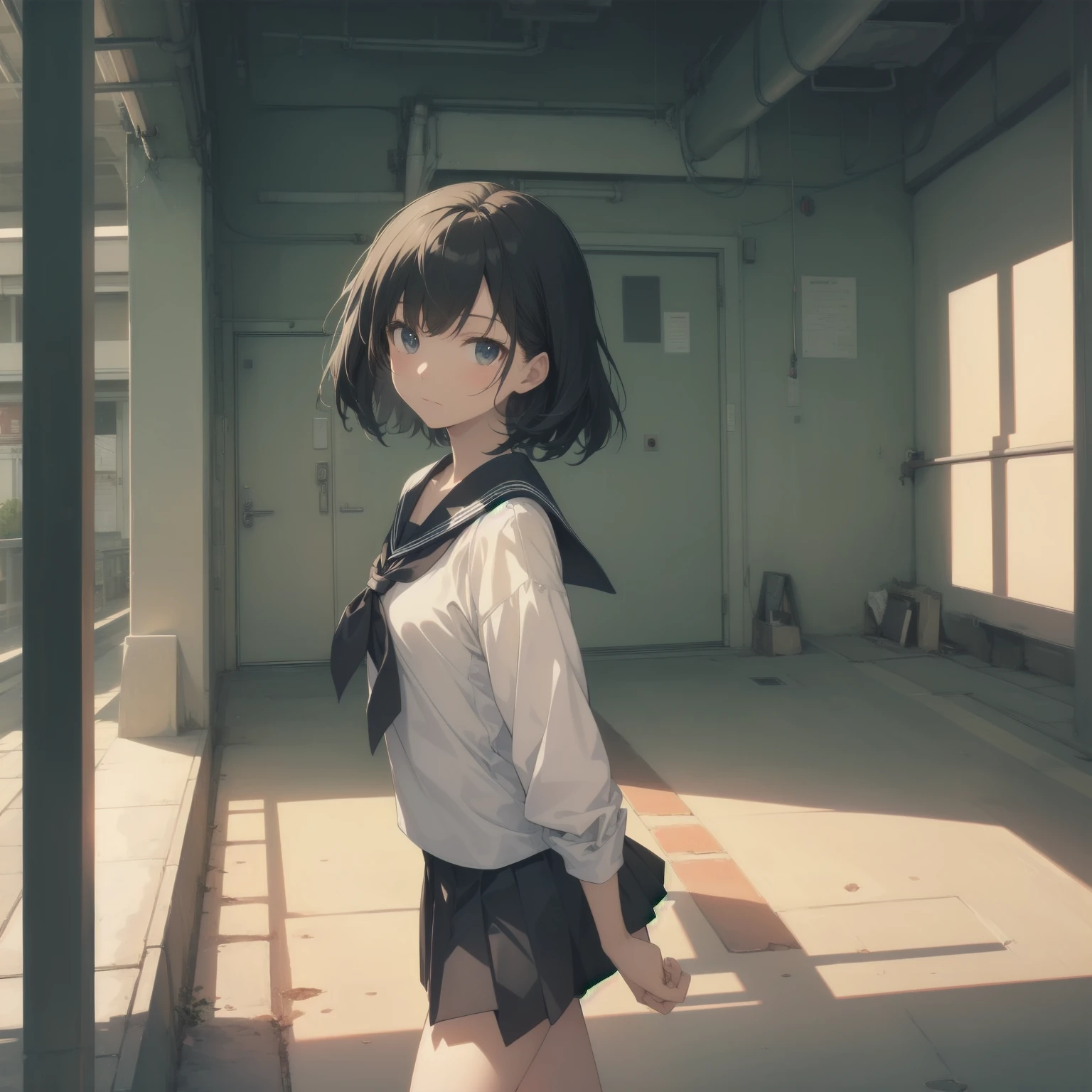 ultra-absurdres-Top quality by artist God, ultra-detailed, high resolution, anime moe artstyle, best anime 8k konachan wallpaper, pixiv contest winner, pool:2810, perfect anatomy,break, 1girl, (Please draw a girl walking sleepily to school alone. )break,(Solo,little female, 13-year-old:1.3),Full limbs, complete fingers,a junior high school student, (very short hair), short cut, flat chest, , small butt, small black eyes, beautiful detailed eyes, well-proportioned iris and pupils, expressive eyes, highres detailed hair, soft expression, salor school_uniform, sailor collar, serahuku, bow, pleated skirt,(Detailed Lighting), (Detailed background), in the School commute route. break,super detailed skin, Best cinematic lighting powered by famous artist, 8k,beauty illustration,photoshop_(medium),very aesthetic,break,((artist:mochi_au_lait )), artist:clamp ,artist:carnelian ,artist:kantoku ,
