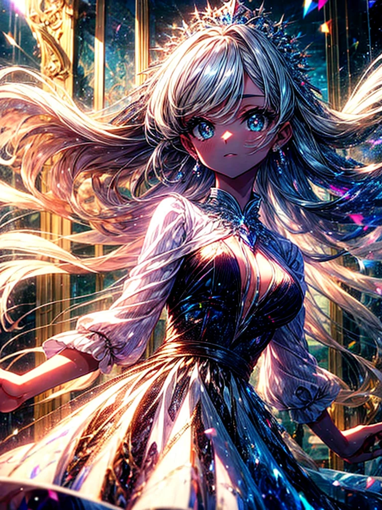 (masterpiece, best quality:1.2), cute,(Woman of) unsurpassed beautyglitter background
Spectacular view
One beautiful girl in a thousand years,princess,dress