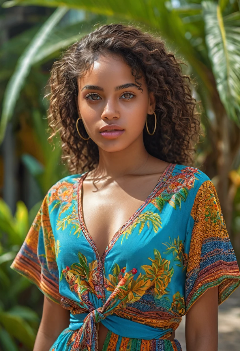 beautiful mixed caribbean girl, very detailed full body body, beautiful detailed eyes, beautiful detailed lips, extremely detailed hands and face, suitable girl, (clothes and place) bright colors, daylight, (Best quality,4K,8 k,A high resolution,masterpiece:1.2),ultra detailed,(realistic,photorealistic,photo-realistic:1.37),portrait,landscape