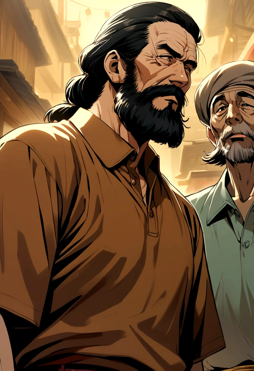 male,70s,old man,Blackbeard,Wrinkles,Japanese,front,Polo shirt