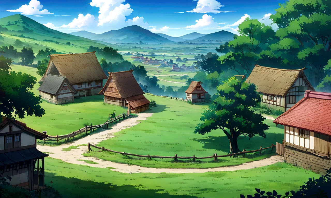 Anime Landscape with a path leading to a small village, Anime rural scenery, Anime Landscape, Anime Landscape, Anime Landscape wallpaper, beautiful Anime Landscape, View of Ghibli Studio, Beautiful anime scene, Anime Background art, Anime Background, Anime beautiful peaceful scene, Anime Nature, Landscape Artwork, Shinkai Makoto Studio, Studio Ghibli Sky, Anime Landscape concept art