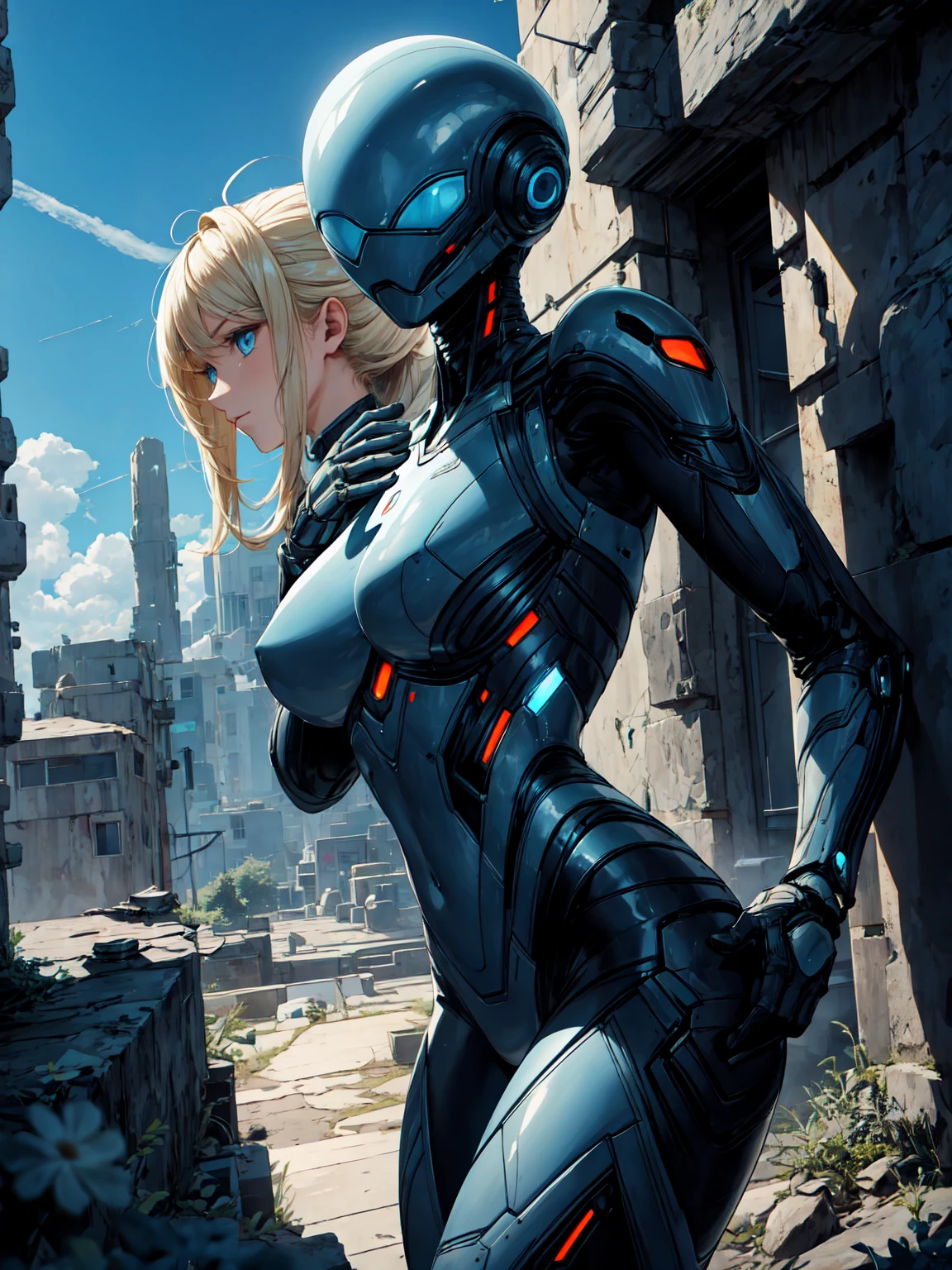 Alien biomechanics in stealth suits,, blonde, blue eyes, masterpiece, Charm, View your viewers