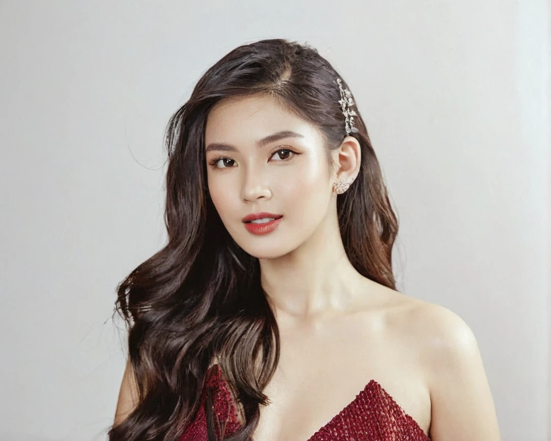 Medium format HD photo, (Stunning gorgeous eurasian Instagram model:1.3), Symmetrical composition, Striking features, Luminous skin, (Flowing black hair:1.2), Radiant smile, Captivating gaze, Elegant posture, (Soft natural light:1.3), Captured with a Phase One XF IQ3 100MP, 80mm f/2.8 lens, Clear details, Ethereal beauty, Timeless allure.