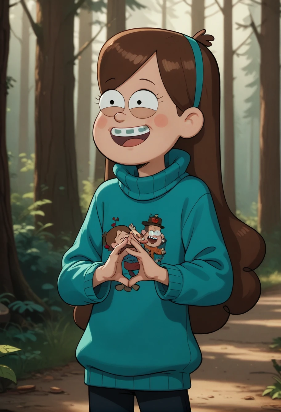 score_9, score_8_up, score_7_up, score_6_up, score_5_up, score_4_up, Mabel, sweater, in the woods, happy,. journal