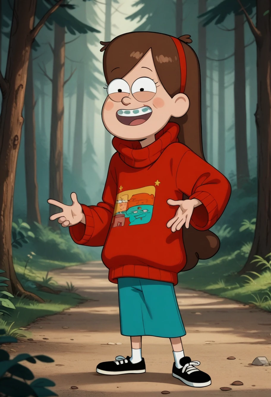 score_9, score_8_up, score_7_up, score_6_up, score_5_up, score_4_up, Mabel, sweater, in the woods, happy,. journal