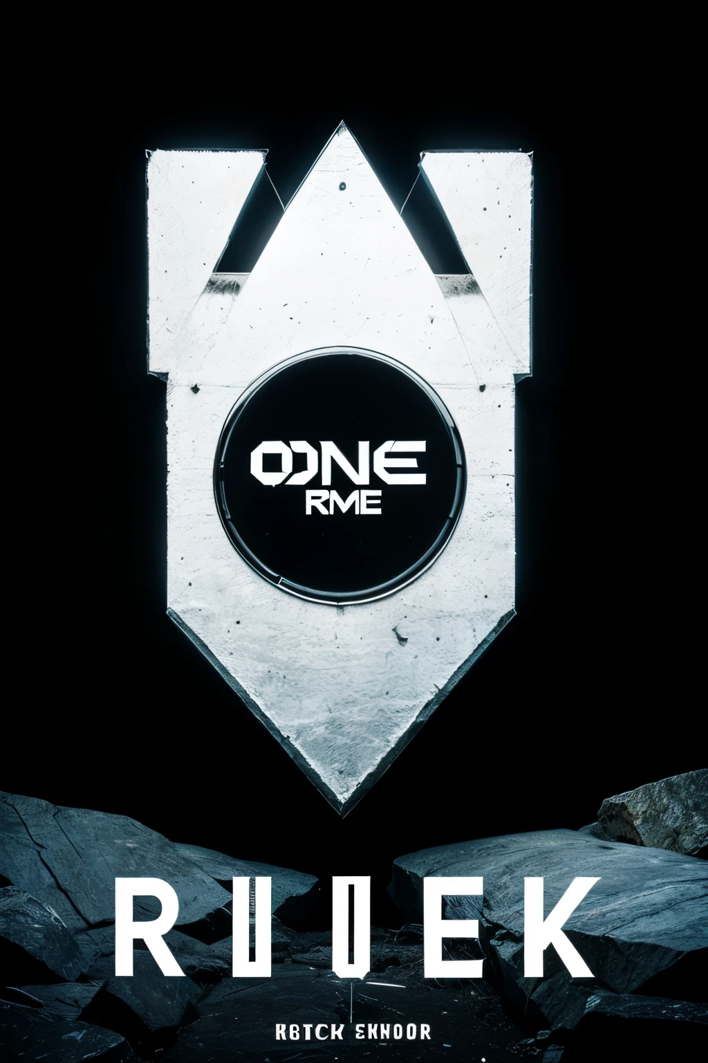 Built logo for a rock band called "One OP Rock" with black background and white based colour word (no image, just text)