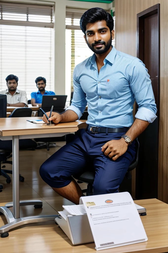 A punjabi guy in front of majority south indian people doing desk job in chennai