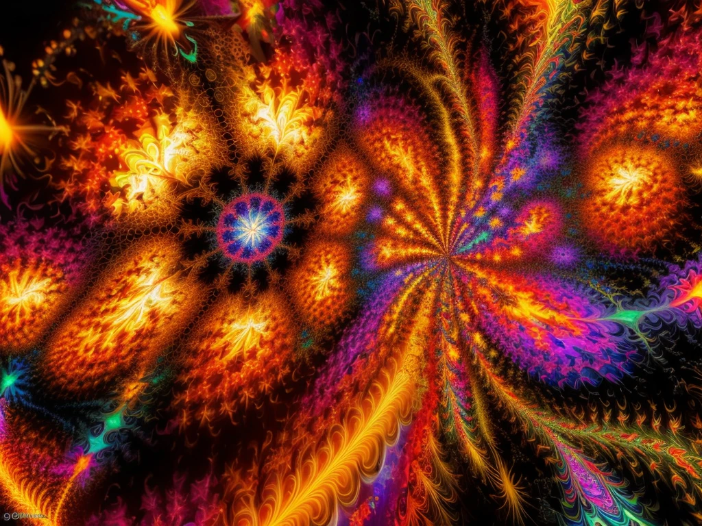 abstract fractal burst, psychedelic fractal, abstract digital art, intricate fractal patterns, 3d fractal, hypnotic fractal, fractal explosion, kaleidoscopic fractals, mandelbrot set, algorithmic art, procedural art, generative art, abstract background, vibrant colors, neon colors, glowing lights, dynamic symmetry, (best quality,4k,8k,highres,masterpiece:1.2),ultra-detailed,(realistic,photorealistic,photo-realistic:1.37)