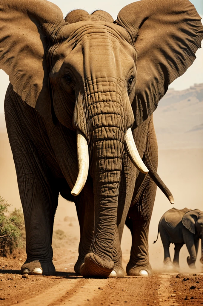 highly detailed cinematic
character of elephants running on a red-hot safari,realistic landscape, illustration,
highly detailed cinematic work,
hyperrealistic painting