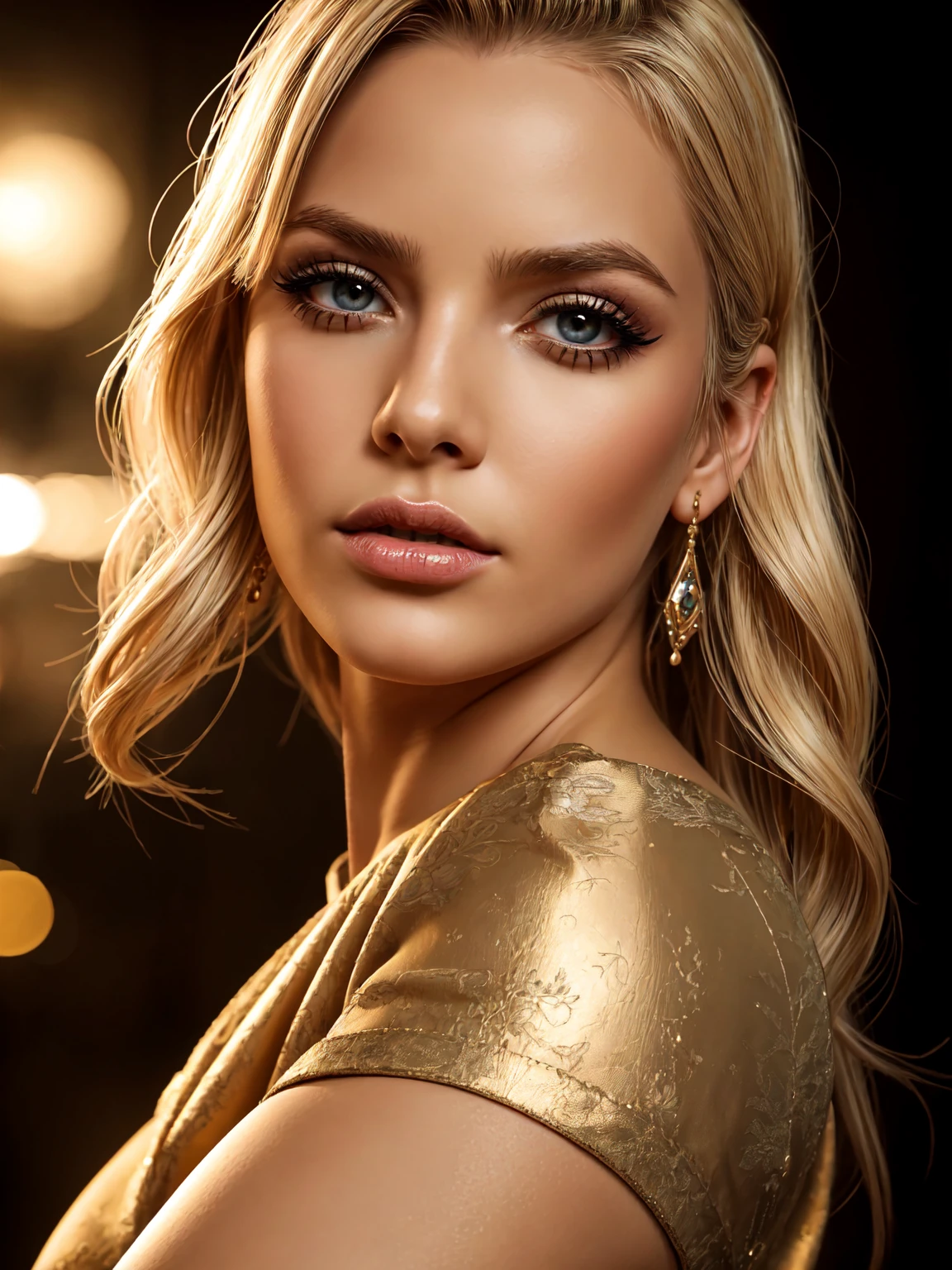a beautiful blonde girl in a skirt, stockings, and high heels, rich, 3D, 2D, poisonous, (best quality,4k,8k,highres,masterpiece:1.2),ultra-detailed,(realistic,photorealistic,photo-realistic:1.37),detailed eyes,detailed lips,extremely detailed face,long eyelashes,intricate,elegant,dramatic lighting,vibrant colors,cinematic,fantasy.