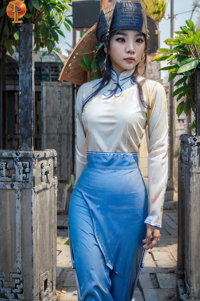 ((Young attractive Vietnamese woman:1.6)), standing confidently in an electric blue (#007BFF) evening gown with a plunging neckline, highlighting her slim, sexy figure. She is positioned against a luxurious backdrop featuring a stylish high-rise apartment with sunset orange (#FF4500) and cool gray (#A9A9A9) decor. Her hair is elegantly styled, and she gazes seductively at the camera. Captured with a ((high-resolution mirrorless camera:1.4)) using a ((50mm prime lens:1.4)). Post-production enhances the lighting and adds a ((soft bokeh effect:1.3)) to the background. The image should be in ((8K resolution:1.5)) with ((hyper-realistic detail:1.6)).