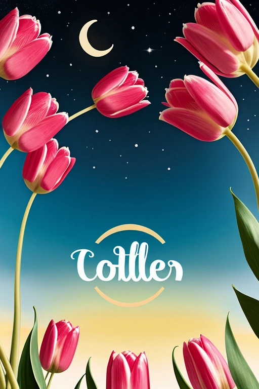 Logo for a cafe where the theme is tulips and the creative moon