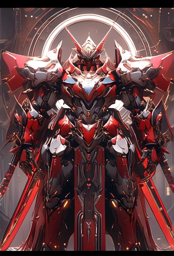 six hands，man，Mech warrior，heavy sword，There is a circle of mechas surrounding him behind him。